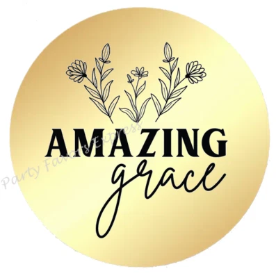 GOLD FOIL AMAZING GRACE ENVELOPE SEALS LABELS STICKERS PARTY FAVORS - Image 1 of 2