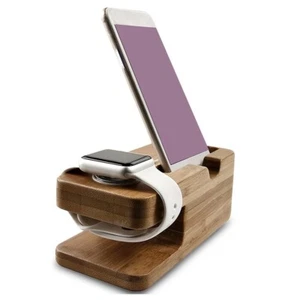2 in 1 Telefonständer Ladehalterung Halter Bambus Holz Ladestation für iPhone - Bild 1 von 6