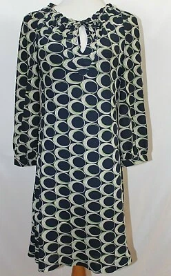 Vestido recto Moulinette Soeurs Anthropologie azul marino elipses geométrico 2 Foto 1 de 4