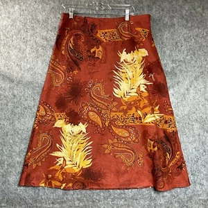Carole Little Skirt Womens Large Rust Geometric Linen Blend Midi Coastal Capsule - Picture 1 of 11