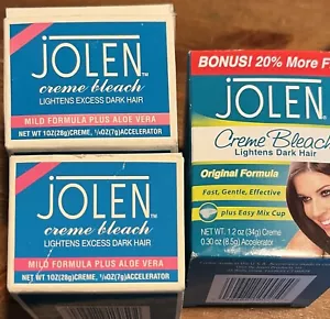 JOLEN Creme Bleach, Original Formula (1- 1.2oz) and Mild Plus Aloe (2- 1oz) - Picture 1 of 3