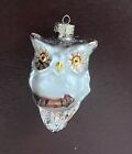 Vintage Blown Glass Owl Figural Christmas Ornament 3"