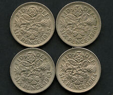 4 Great Britain 6 Pence Coins 1955 1960 1963 & 1964
