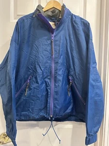 VTG 80S/90S Blue Purple Nylon EMS Eastern Mountain Sport Windbreaker Jacket L - Picture 1 of 14