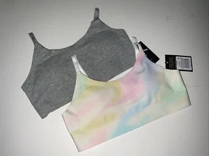 Art Class Girls Small Microfiber Bonded Bra 2 Pack Sports Grey Pink Tie Dye New - Picture 1 of 7