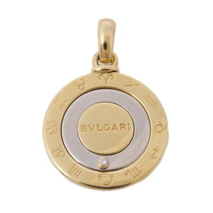 BVLGARI Horoscope Pendant Top Diamond 18K Yellow Gold Stainless Steel - Picture 1 of 7