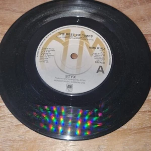 STYX = The Best Of Times 1980 UK LASER ETCHED 7" 45 AMS 8102 A&M Records - Picture 1 of 5