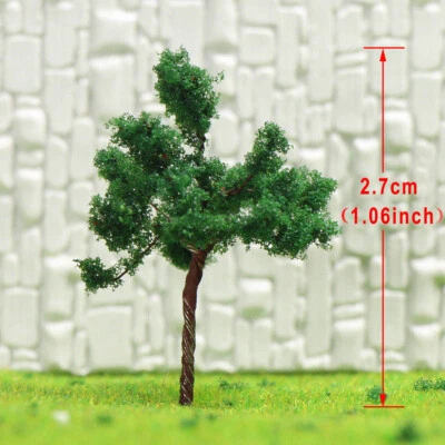 100pcs Z Scale 1:220 Deep Green Model Trees Iron Wire 30mm Railroad D3010 - Image 1 of 4