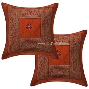 Ethnic Cushion Cover Boho Embroidered 16 x 16 in Hippie Sofa Car Pillow Case - Picture 1 of 5