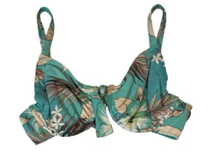 BEACH HOUSE Bikini-Top tropisch Blumen Größe 10 grün Bügel zum Binden Meryl Nylon - Bild 1 von 11