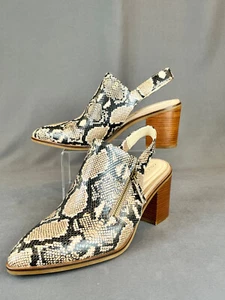 NEW COLE HAAN Womens Amphora Beige Snake Slingback Vicky Leather Booties 9.5 B - Picture 1 of 13