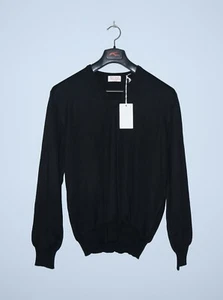 GRAN SASSO Mens Black V-Neck Virgin Wool Longlseeve Pullover Sweater Size 52 - Picture 1 of 8