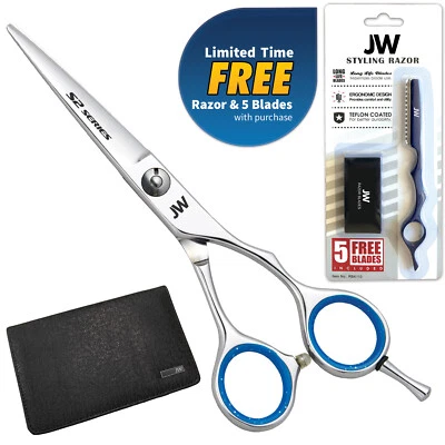 JW SHEARS *NEW* JW S2 Series Professional Haircutting Shear with Free Case and Razor