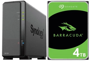 Serwer NAS Synology DiskStation DS124 z 4 TB dyskiem Seagate BarraCuda - Zdjęcie 1 z 4
