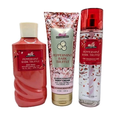Bath & Body Works Milk Peppermint Bark Truffle Shower Gel, Body Cream Body Mist  - Image 1 of 3