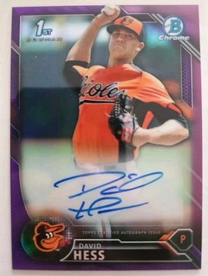2016 Bowman Chrome Prospects Auto 1st David Hess #CPA-DH True Purple Auto 94/250 - Image 1 of 4