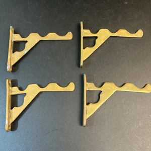 Set of 4 Vtg Brass Wall Mount Shelf Bracket Hangers 6" Patina Boho Rustic Decor - Picture 1 of 10