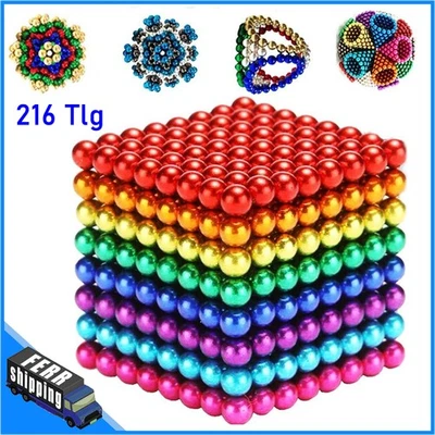 216 pcs Magnet Neodym kugeln Technik Gadget Anti Stress Kugeln 5mm Magnete Bunt - Bild 1 von 4