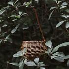 Wicker Woven Storage Basket Picnic Flower Round Potted Container Home Decor