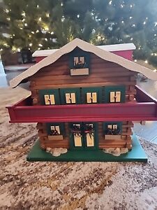 Rare Vintage Colwater Creek 15x12" Wood Cabin Advent Calendar With Ornaments 