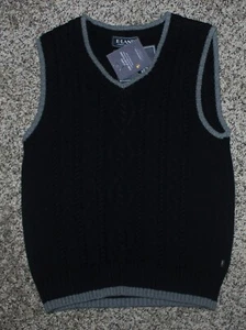 E-Land Boys Black Knit Cotton Vest - Size 7 - NWT - Picture 1 of 3
