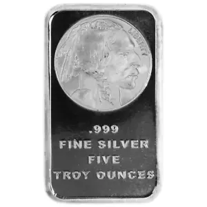 Lingot d'argent fin 0,999 Buffalo 5 onces troy scellé - Photo 1 sur 3