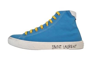 YSL Saint Laurent scarpe sneakers medie donna malibu 658196 GIIN0 4385 azzurro - Picture 1 of 6