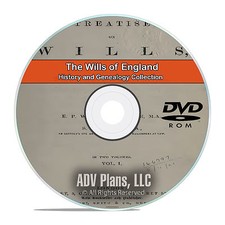 The Wills of England, English Royal History Genealogy, 100 Titles on DVD CD V91