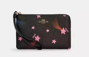 Coach Corner Zip Wristlet With Disco Star Print - Picture 1 of 4