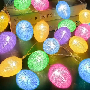 Velvet Easter Timer String Lights Decorations, 20 Leds 10 Ft 3D Easter Egg Light - Picture 1 of 12