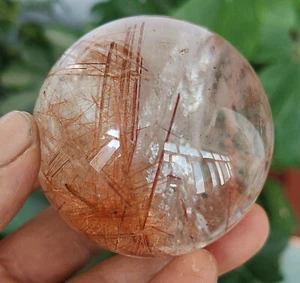 260g Boutique! NATURAL PRETTY GOLDEN HAIR Rutilated QUARTZ CRYSTAL BALL SPHERE - Picture 1 of 23