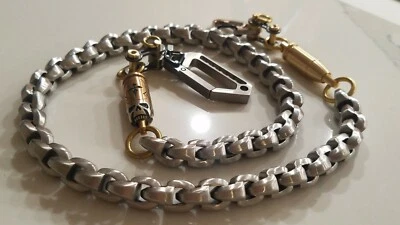 Cadena Billetera Motociclista, Drone/Droide Mosquetón Titanio, Bala Bronce/Plata, Calavera Foto 1 de 4