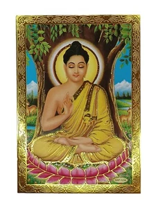 Gold Foil Embossed Buddhist Picture * BUDDHA * Approx. 9.1 cm x 13.1 cm - Picture 1 of 3