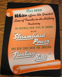 1939 Original White Motor Company Truck Orphan Brochure, Floating Ride Xlnt - Picture 1 of 4