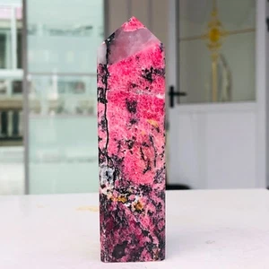 198g Natural Sakura Flower Rain Rhodonite Quartz Crystal Obelisk Healing G419 - Picture 1 of 13