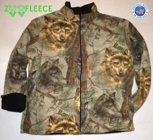 Chaqueta ZooFleece Wolves Invierno Beige Lobo Camuflaje Árbol Animal Mascota Vellocino S-2X - Imagen 1 de 5