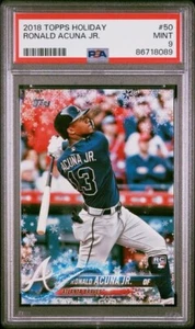 PSA 9 neuwertig 2018 TOPPS URLAUBSKARTE #50 RONALD ACUNA JR. Braves RC MVP - Bild 1 von 2