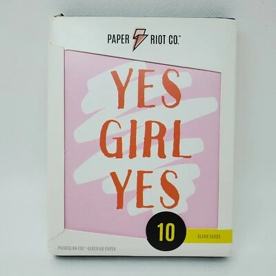 Paper Riot 10 Tarjetas en Blanco con Sobres “YES GIRL YES” Blanco Rosa Coral Nuevo Foto 1 de 2