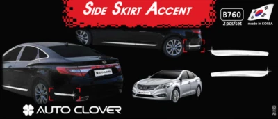 Moldura de adorno de faldón lateral cromado 2P B760 para Hyundai Azera HG 2012~ 2017 Foto 1 de 4