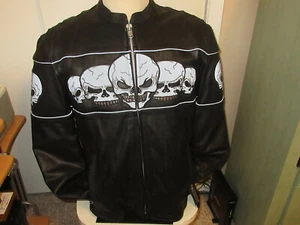 Xelement Leather Motorcycle Jacket With Skulls mens new wt size-large - Picture 1 of 12