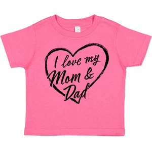 Inktastic I Love My Mom And Dad In Black Chalk Heart Toddler T-Shirt Family Gift - Picture 1 of 13