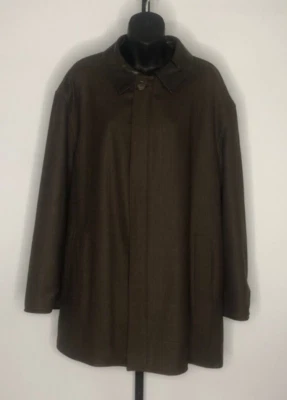 Chaqueta Brioni REVERSIBLE Multicolor Marrón a Cuadros/Marrón Oscuro con Cuello de Cuero XL Foto 1 de 4