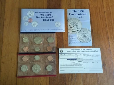 NEW 1998 United States Mint Uncirculated Coin Set US w/ Envelope - Image 1 of 2