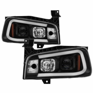 Spyder For Dodge Charger 06-10 Projector Headlights Pair - LED Light Bar - Black - Picture 1 of 6