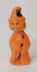 Contenedor de dulces de bruja de Halloween de colección sombrero escoba SLK NY naranja negro plástico 3,5" - Imagen 1 de 21