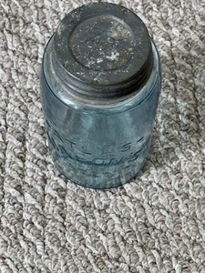 BONITO TARRO DE FRUTA VINTAGE ACIANO AZUL ATLAS CHAROL DE ALBAÑIL CUARTO DE GALÓN - Imagen 1 de 9