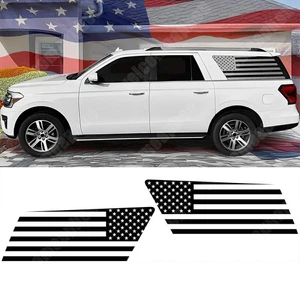 For Ford Expedition Pre-Cut Vinyl Decal US Flag Design Matte Black Rear Window - Picture 1 of 8