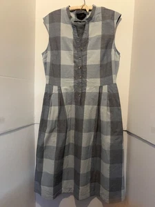 Pendleton Kleid 12 grau blau Gingham kariert 100 % Baumwollmischung Knopfleiste Midi - Bild 1 von 10