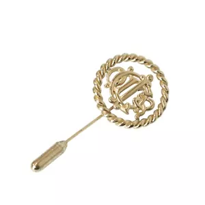 Vintage Christian Dior Gold Plated Crest Insignia Logo Motif Hat Stick Pin 1980s - Picture 1 of 8