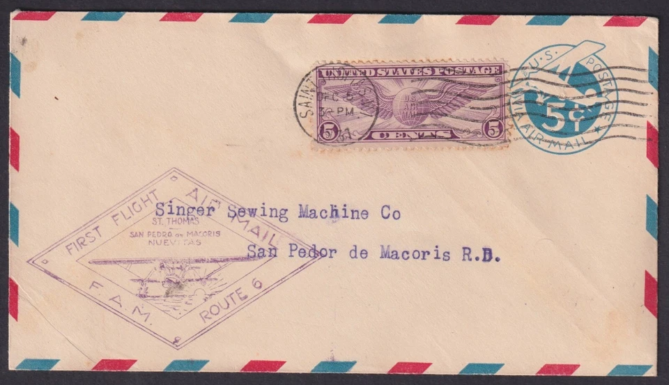 REPÚBLICA DOMINICANA: (18248) 1931 PRIMER VUELO DESDE SAN TOMÁS CANCELAR/CUBRIR Foto 1 de 2